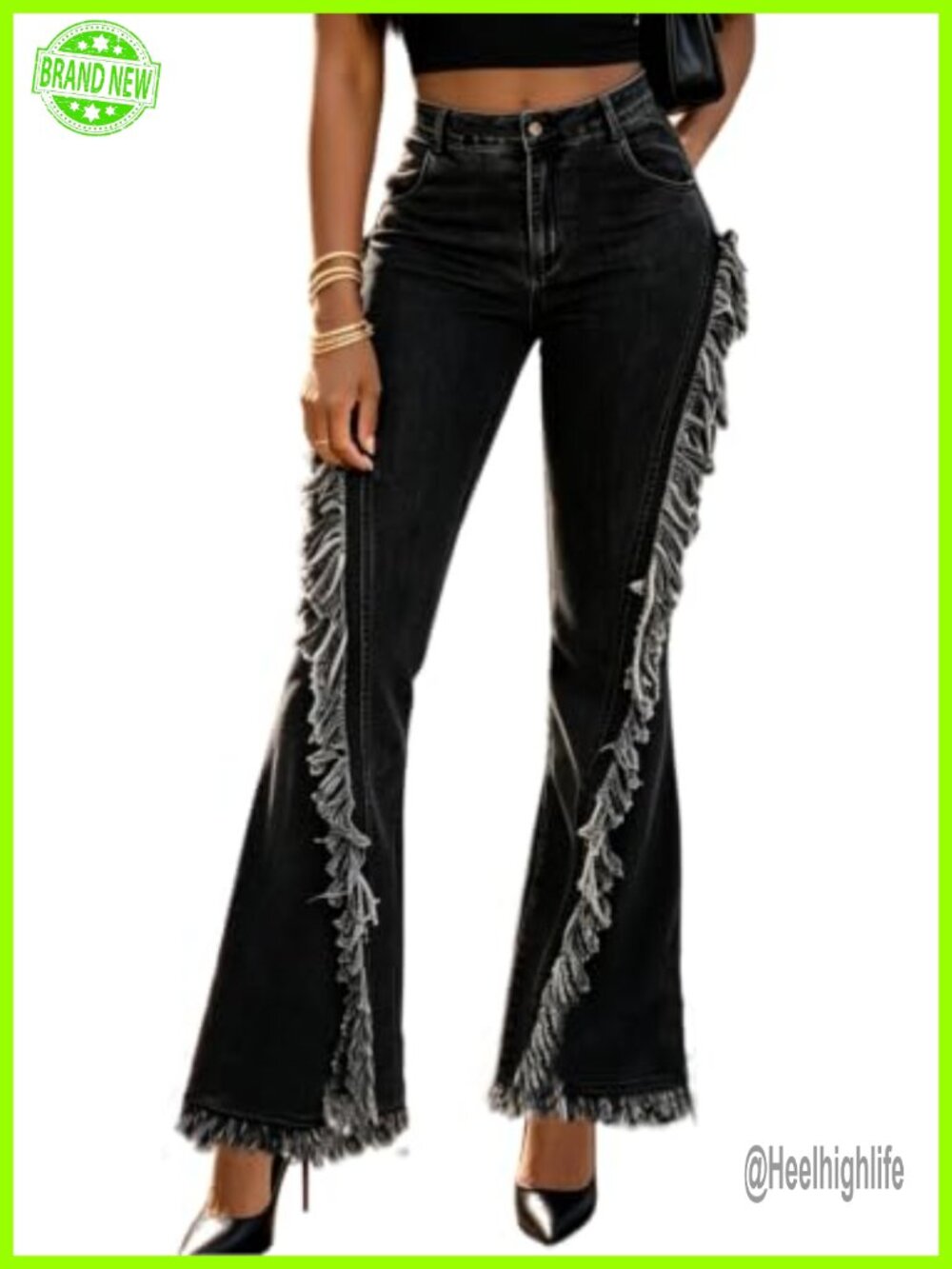 LROSEY High Waisted Flare Jeans Stretchy Ripped Bell Bottom
